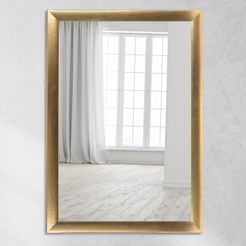 CLAMARO 'Neo Collage' Wandspiegel 40x60 cm Spiegel mit Rahmen | Gold | Moderner Spiegel mit 38 mm breitem Holzrahmen | Inkl. Metall Aufhänger und Wandmontagematerial von CLAMARO