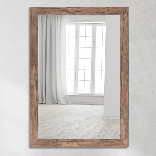 CLAMARO 'Neo Collage' Wandspiegel 80x140 cm Spiegel mit Rahmen | Eiche Dunkelbraun | Moderner Ganzkörperspiegel mit 38 mm breitem Holzrahmen | Inkl. Metall Aufhänger und Wandmontagematerial von CLAMARO