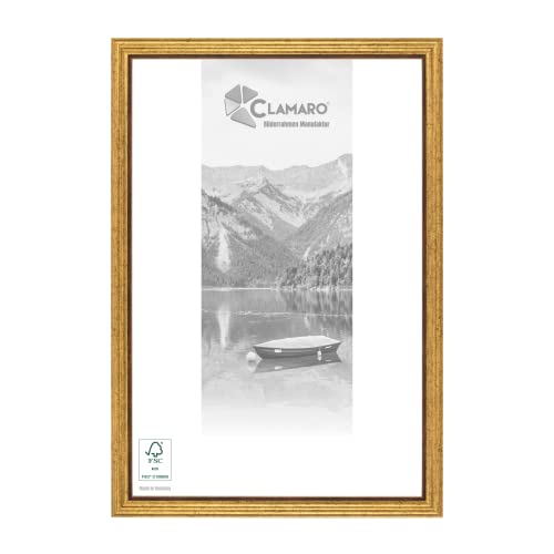 CLAMARO 'OSKAR' Bilderrahmen Antik 70x140 Massivholz | Gold Antik Braun | Shabby Chic Vintage Barock | Holzrahmen inkl. Acrylglas, Rückwand, Aufhänger (Querformat & Hochformat) von CLAMARO