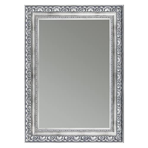 CLAMARO 'OTTO' Antik Wandspiegel 60x70 cm mit Rahmen | Silber Grau | Shabby Chic Vintage Barock Spiegel mit Holzrahmen | Barockspiegel inkl. Metall Aufhänger und Montagematerial CLAMARO 'OTTO' Antik Wandspiegel 60x70 cm mit Rahmen | Silber Grau | Shabby Chic Vintage Barock Spiegel mit Holzrahmen | Barockspiegel inkl. Metall Aufhänger und Montagematerial von CLAMARO