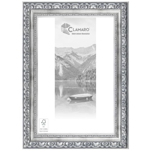 CLAMARO 'OTTO' Bilderrahmen Antik 80x120 Massivholz | Silber Grau | 80 mm breite Shabby Chic Vintage Barock Leiste | Holzrahmen inkl. Acrylglas, Rückwand, Metall Aufhänger CLAMARO 'OTTO' Bilderrahmen Antik 80x120 Massivholz | Silber Grau | 80 mm breite Shabby Chic Vintage Barock Leiste | Holzrahmen inkl. Acrylglas, Rückwand, Metall Aufhänger von CLAMARO