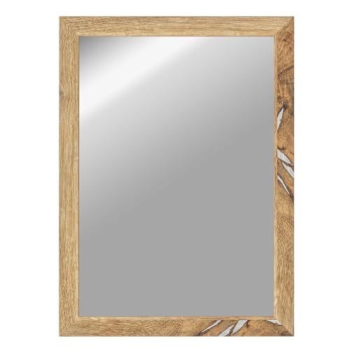 CLAMARO 'Vision' Wandspiegel 30x45 cm maßgefertigt | Eiche Altholz | Moderner eckiger Spiegel mit MDF-Holzrahmen, inkl. Metall Aufhänger und Montagematerial (Querformat & Hochformat) von CLAMARO