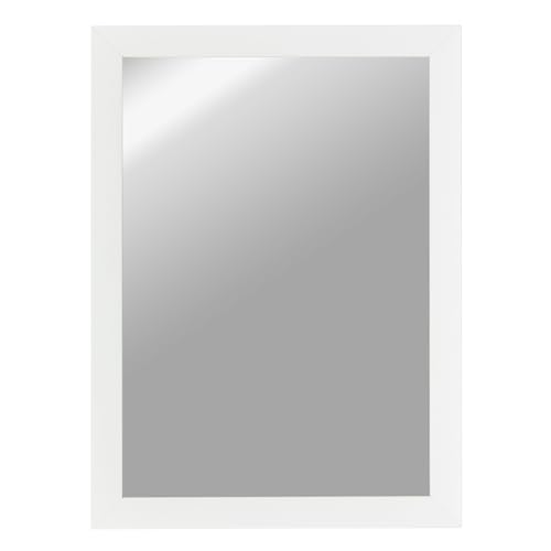 CLAMARO 'Vision' Wandspiegel 30x45 cm maßgefertigt | Weiss Matt | Moderner eckiger Spiegel mit MDF-Holzrahmen, inkl. Metall Aufhänger und Montagematerial (Querformat & Hochformat) von CLAMARO