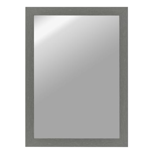 CLAMARO 'Vision' Wandspiegel 30x50 cm maßgefertigt | Stahlgrau | Moderner eckiger Spiegel mit MDF-Holzrahmen, inkl. Metall Aufhänger und Montagematerial (Querformat & Hochformat) von CLAMARO