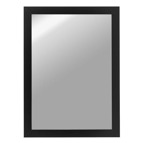 CLAMARO 'Vision' Wandspiegel 40x85 cm maßgefertigt | Schwarz Matt | Moderner eckiger Spiegel mit MDF-Holzrahmen, inkl. Metall Aufhänger und Montagematerial (Querformat & Hochformat) von CLAMARO