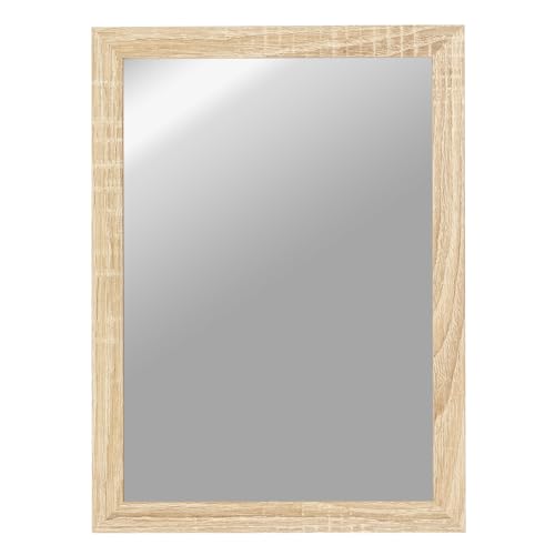 CLAMARO 'Vision' Wandspiegel 45x60 cm maßgefertigt | Eiche Sonoma | Moderner eckiger Spiegel mit MDF-Holzrahmen, inkl. Metall Aufhänger und Montagematerial (Querformat & Hochformat) von CLAMARO