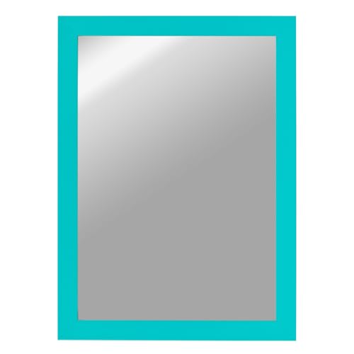 CLAMARO 'Vision' Wandspiegel 45x70 cm maßgefertigt | Türkis Pastell | Moderner eckiger Spiegel mit MDF-Holzrahmen, inkl. Metall Aufhänger und Montagematerial (Querformat & Hochformat) von CLAMARO