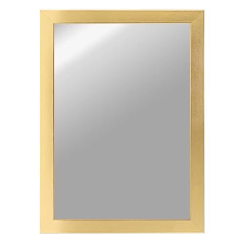 CLAMARO 'Vision' Wandspiegel 50x70 cm maßgefertigt | Gold | Moderner eckiger Spiegel mit MDF-Holzrahmen, inkl. Metall Aufhänger und Montagematerial (Querformat & Hochformat) von CLAMARO