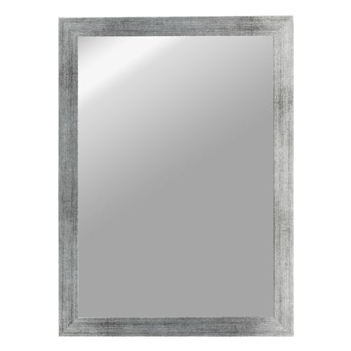 CLAMARO 'Vision' Wandspiegel 55x70 cm maßgefertigt | Silber Gebürstet | Moderner eckiger Spiegel mit MDF-Holzrahmen, inkl. Metall Aufhänger und Montagematerial (Querformat & Hochformat) von CLAMARO