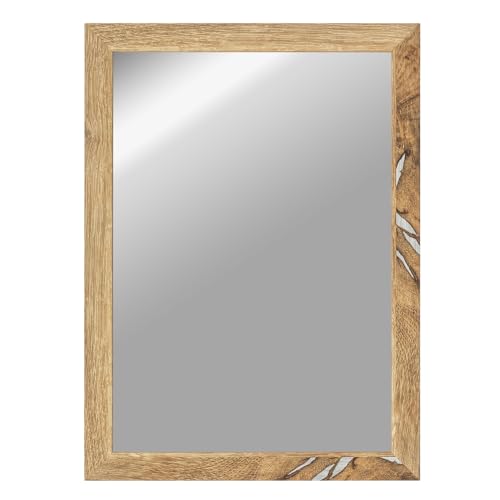 CLAMARO 'Vision' Wandspiegel 60x100 cm maßgefertigt | Eiche Altholz | Moderner eckiger Spiegel mit MDF-Holzrahmen, inkl. Metall Aufhänger und Montagematerial (Querformat & Hochformat) von CLAMARO