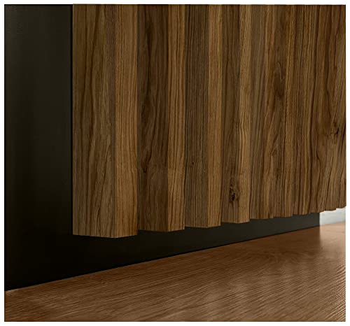 Clamaro 'Artem' 12 Stk. Lamellenwand Leisten 28x37 mm x 275 cm* mit Nut-Aussparung für einfache Klebemontage | Dekowand MDF Holzlamellen für z.B. Akustikpaneele oder Wandpaneele | Eiche Catania von CLAMARO