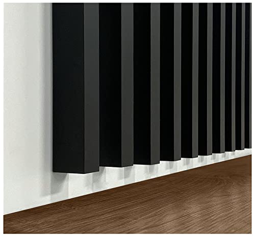 Clamaro 'Artem' 12 Stk. Lamellenwand Leisten 28x37 mm x 275 cm* mit Nut-Aussparung für einfache Klebemontage | Dekowand MDF Holzlamellen für z.B. Akustikpaneele oder Wandpaneele | Schwarz matt von CLAMARO