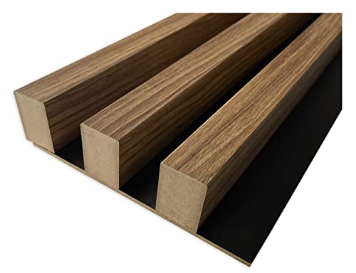 Clamaro 'Artem' 4 Lamellenwand Paneele mit je 3 Lamellen á 28x37 mm x 275 cm* | Holzlamellen vormontiert auf Rückwand für z.B. Akustikpaneele oder Wandpaneele | Eiche Catania mit schwarzer Rückwand Clamaro 'Artem' 4 Lamellenwand Paneele mit je 3 Lamellen á 28x37 mm x 275 cm* | Holzlamellen vormontiert auf Rückwand für z.B. Akustikpaneele oder Wandpaneele | Eiche Catania mit schwarzer Rückwand von CLAMARO
