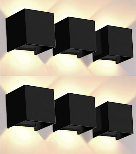 CLAR - Wandleuchte Aussen, Aussenlampe Wand, Wandlampe Aussen, Außenleuchte Wand, LED Aussenleuchte, Balkon lampe, Ausenbeleutung Hauswand, Aussenleuchten Hauswand, LED Wandleuchte, 12W CCT (Pack 6) von CLAR