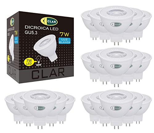 CLAR - GU 5.3 LED MR16 12V Halogen Ersatz, Neutralweiß, 7W 4000ºK (20er Pack) von CLAR