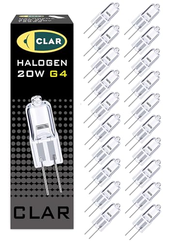 CLAR- Halogen G4 12V 20W Stiftsockellampe, Spiegelschrank Lampe (20er Pack) von CLAR