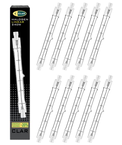 CLAR - Halogen Leuchtmittel 240W, R7S 118mm Dimmbar, Halogenstab 118mm, Leuchtmittel R7S, R7S Leuchtmittel, Ersatz Für Halogenstäbe, Stablampe, Dimmer Für Stehlampe, Tube Light (Pack 10) von CLAR