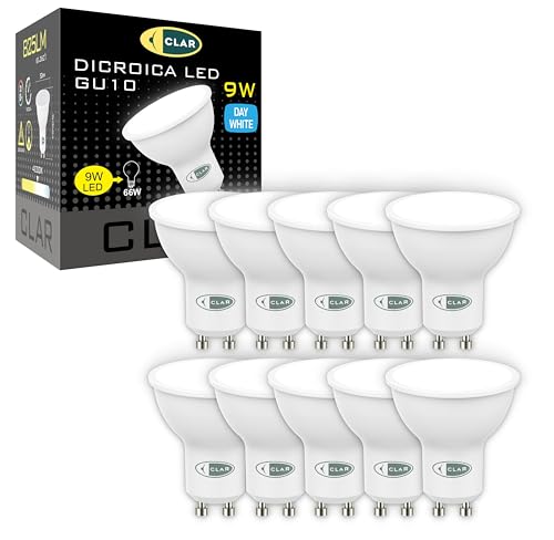CLAR- LED GU10 LED Keramik Neutrales Weiß, 9W GU10 LED, Leuchtmittel GU10, GU 10 LED, LED Lampe GU10, LED Leuchtmittel GU10 Neutrales Weiß 4000ºk (Pack 10) von CLAR