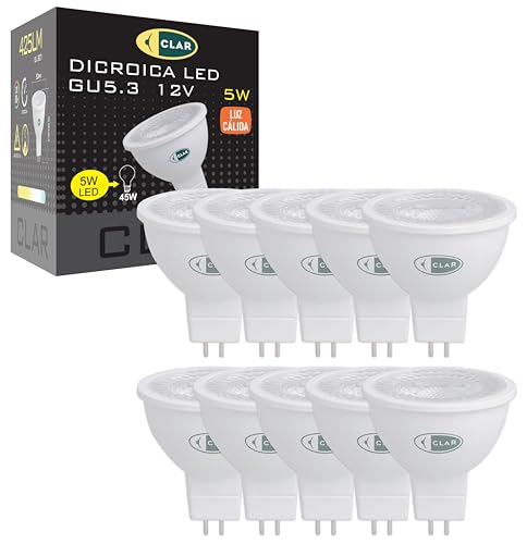 CLAR - MR16 GU5.3 LED Spot 12V 5 W Warmweiß 3000 K Halogenersatz (Pack 10) von CLAR