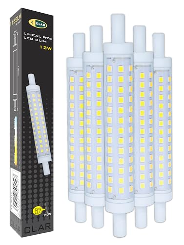 CLAR R7S LED 118mm Stablampe - 12W 3000ºK Ersatz für Halogenstab - LED Stableuchte (5er Pack) von CLAR