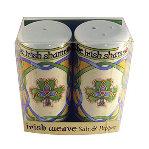CLARA Irish Weave Style Salt & Pepper Set - Keramik Shaker - Salz- und Pfefferstreuer - Mehrfarbig, Kleeblatt, Herzen von CLARA