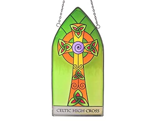 Royal Tara Irisch Handgemalt Buntglas Panel Fenster Glasmalerei Sonnenfänger mit Keltisches Hoch Kreuz Design Royal Tara Irisch Handgemalt Buntglas Panel Fenster Glasmalerei Sonnenfänger mit Keltisches Hoch Kreuz Design von Royal Tara