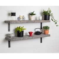 Graues Regal Mit Geraden Kanten Handgemachtes Massivholz & Industrielle Metallklammern | 22, 5cm Tiefe X 4cm Dicke von CLARFURNITURE