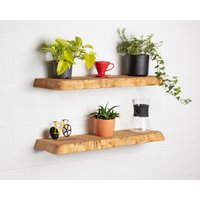 Redesigned Live Edge Runde Ecken Floating Shelf Handgefertigtes Massivholz 19.5cm Tiefe von CLARFURNITURE