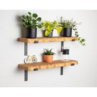 Redesigned Live Edge Shelf Handmade Massivholz & Industriemetallregal Lippenklammern | 22, 5cm Tiefe X 4cm Dicke von CLARFURNITURE