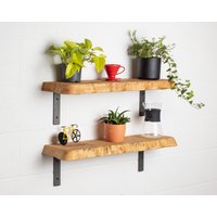 Reregalierte Live Edge Runde Ecken Regal Handgemachtes Aus Massivholz Und Industriemetall Nicht Gelipste Klammern | 22, 5cm Tiefe X 4cm Dicke Reregalierte Live Edge Runde Ecken Regal Handgemachtes Aus Massivholz Und Industriemetall Nicht Gelipste Klammern | 22, 5cm Tiefe X 4cm Dicke von CLARFURNITURE