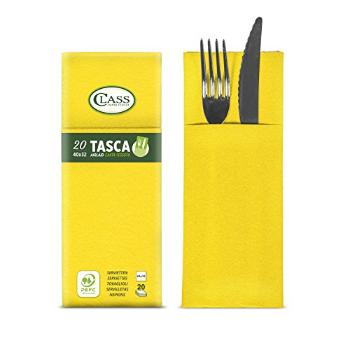 Class c4032ta-131-pefc Airlaid Servietten Tasche Besteckhalter, Papier, gelb, 40 x 32 x 0.8 cm, 20 Einheiten von CLASS 10