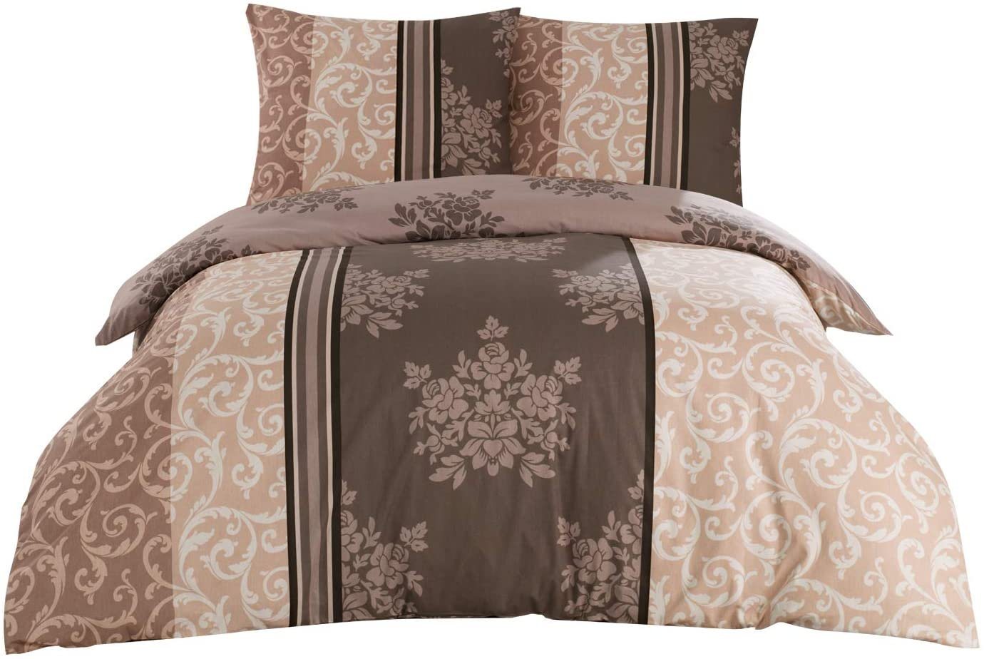 CLASS HOME COLLECTION Bettwäsche Renforce Bettbezug 135x200 155x200 200x200 200x220 Natura Braun, 100% Baumwolle, 3 teilig, 100% Baumwolle, angenehmes Hautgefühl, natur, ornamente, geblümt von CLASS HOME COLLECTION