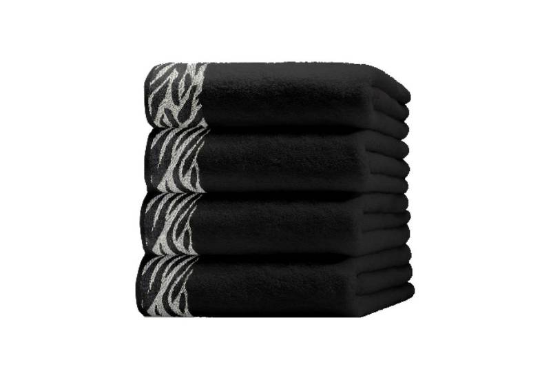 CLASS HOME COLLECTION Handtuch Set Set Frottee Handtuch Duschtuch Leopard Zebra Jaquard, 100% Baumwolle (Luxus Set, 4-St), Mit Aufhänger, luxuriöse Optik von CLASS HOME COLLECTION
