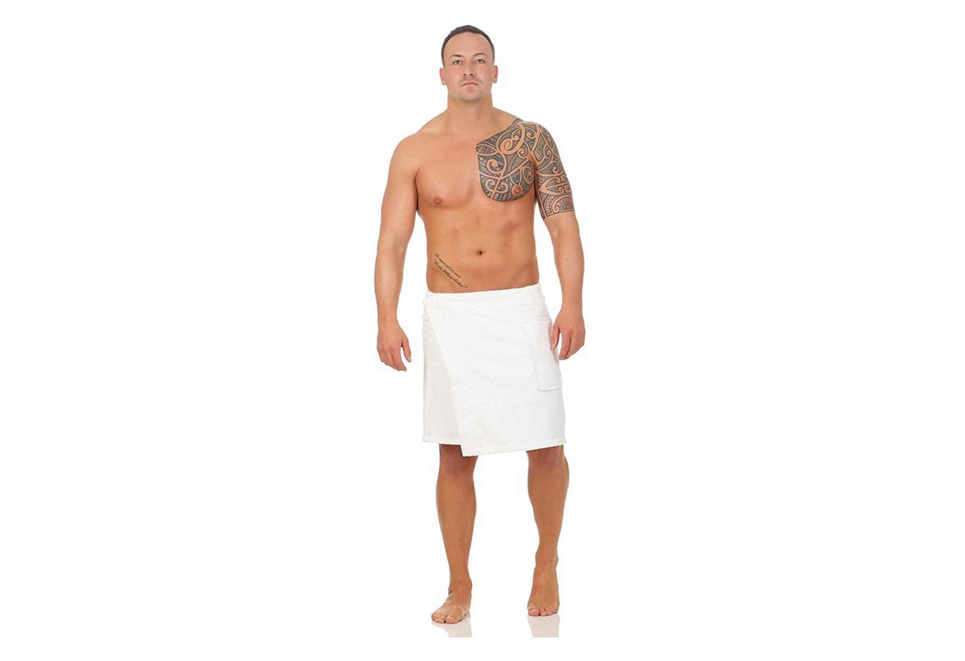 CLASS HOME COLLECTION Saunatuch Herren Frottee Saunakilt Saunatuch Klettverschluss Sarong 50 x 136 cm, 100% Baumwolle (1-St), mit Klettverschluss von CLASS HOME COLLECTION