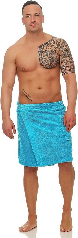 CLASS HOME COLLECTION Saunatuch Herren Frottee Saunakilt Saunatuch Klettverschluss Sarong 50 x 136 cm, 100% Baumwolle (1-St), mit Klettverschluss von CLASS HOME COLLECTION