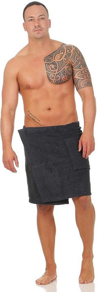 CLASS HOME COLLECTION Saunatuch Herren Frottee Saunakilt Saunatuch Klettverschluss Sarong 50 x 136 cm, 100% Baumwolle (1-St), mit Klettverschluss von CLASS HOME COLLECTION