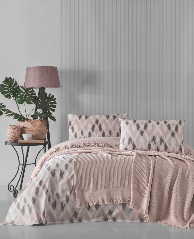 CLASS HOME COLLECTION Tagesdecke Geflochtene Baumwoll-Tagesdecke – Stilvolle Überwurfdecke 220x240cm, geflochten von CLASS HOME COLLECTION