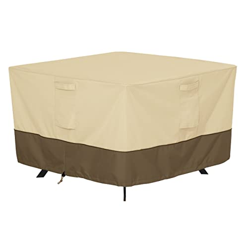 CLASSIC ACCESSORIES 55-566-011501-00 Veranda quadratischer Tisch robust und wasserabweisend Terrassenmöbel Abdeckung, Kieselsteine, Größe M von CLASSIC ACCESSORIES