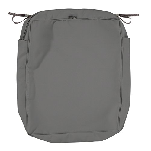 CLASSIC ACCESSORIES Montlake Wasserabweisender 63,5 x 68,9 x 12,7 cm, rechteckiger Sitzbezug für draußen, Sitzkissen, Stuhlkissen, Stuhlkissen, Hellgrau von CLASSIC ACCESSORIES
