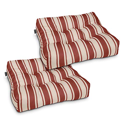 CLASSIC ACCESSORIES Wasserabweisende quadratische Terrassen-Sitzkissen, 48,3 x 48,3 x 12,7 cm, 2 Stück, Ziegelstein-Sedona-Streifen, Outdoor-Sitzkissen von CLASSIC ACCESSORIES
