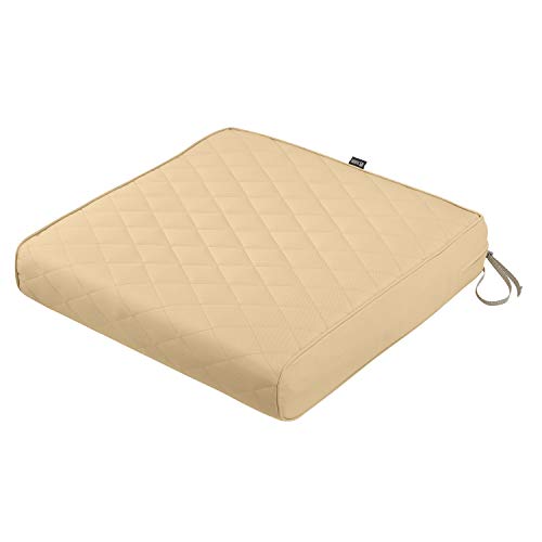 Classic Accessories Montlake Water-Resistant 25 x 27 x 5 Inch Rectangle Outdoor Quilted Seat Cushion, Patio Furniture Chair Cushion, Chamomile von CLASSIC ACCESSORIES