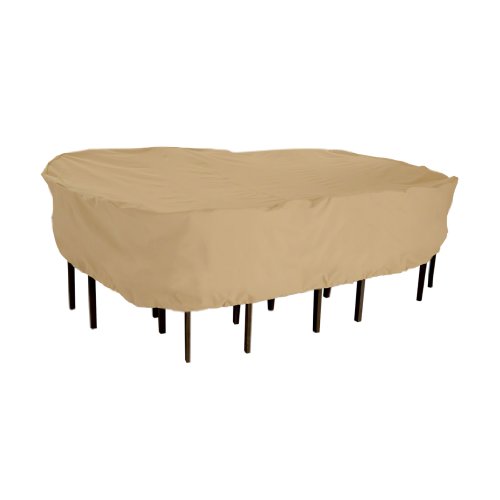 Classic Accessories Terrazzo 58262-EC Abdeckung für Terrassentische und Stühle, wasserabweisend, rechteckig, oval, Sandfarben von CLASSIC ACCESSORIES