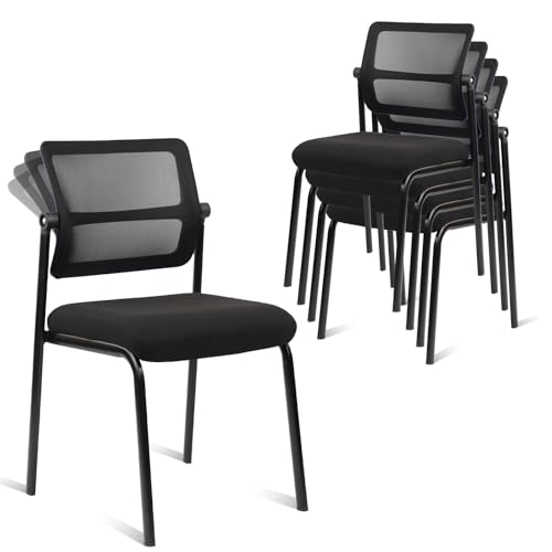 CLATINA Besucherstuhl Wartezimmerstuhl aus Kunstleder Stapelbarer Konferenzstuhl ohne Armlehnen Verstellbare Rückenlehne Mesh Rücken Ergonomische Lendenunterstützung für Büro Schwarz 4er Set CLATINA Besucherstuhl Wartezimmerstuhl aus Kunstleder Stapelbarer Konferenzstuhl ohne Armlehnen Verstellbare Rückenlehne Mesh Rücken Ergonomische Lendenunterstützung für Büro Schwarz 4er Set von CLATINA