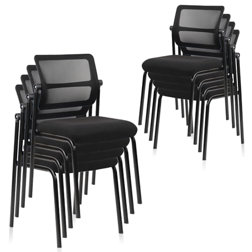 CLATINA Besucherstuhl Wartezimmerstuhl aus Kunstleder Stapelbarer Konferenzstuhl ohne Armlehnen Verstellbare Rückenlehne Mesh Rücken Ergonomische Lendenunterstützung für Büro Schwarz 8er Set CLATINA Besucherstuhl Wartezimmerstuhl aus Kunstleder Stapelbarer Konferenzstuhl ohne Armlehnen Verstellbare Rückenlehne Mesh Rücken Ergonomische Lendenunterstützung für Büro Schwarz 8er Set von CLATINA