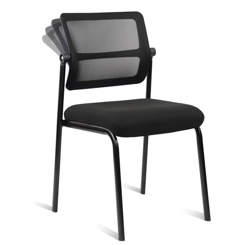CLATINA Besucherstuhl Wartezimmerstuhl aus Kunstleder Stapelbarer Konferenzstuhl ohne Armlehnen Verstellbare Rückenlehne Mesh Rücken Ergonomische Lendenunterstützung für Büro Schwarz CLATINA Besucherstuhl Wartezimmerstuhl aus Kunstleder Stapelbarer Konferenzstuhl ohne Armlehnen Verstellbare Rückenlehne Mesh Rücken Ergonomische Lendenunterstützung für Büro Schwarz von CLATINA