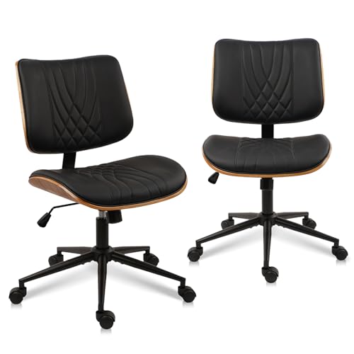 CLATINA Bürostuhl Schreibtischstuhl mit Rollen höhenverstellbarer Leder schwenkbarer Computerstuhl mit Mittelhochlehne moderner Nussbaum Stil für Home Arbeitszimmer Konferenzraum Schwarz 2er Set CLATINA Bürostuhl Schreibtischstuhl mit Rollen höhenverstellbarer Leder schwenkbarer Computerstuhl mit Mittelhochlehne moderner Nussbaum Stil für Home Arbeitszimmer Konferenzraum Schwarz 2er Set von CLATINA