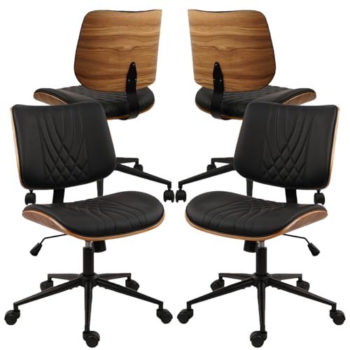 CLATINA Bürostuhl Schreibtischstuhl mit Rollen höhenverstellbarer Leder schwenkbarer Computerstuhl mit Mittelhochlehne moderner Nussbaum Stil für Home Arbeitszimmer Konferenzraum Schwarz 4er Set CLATINA Bürostuhl Schreibtischstuhl mit Rollen höhenverstellbarer Leder schwenkbarer Computerstuhl mit Mittelhochlehne moderner Nussbaum Stil für Home Arbeitszimmer Konferenzraum Schwarz 4er Set von CLATINA