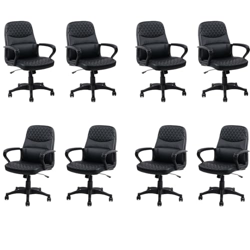 CLATINA Echtleder Bürodrehstuhl mit Armlehnen Höhenverstellbarer ergonomischer Managerstuhl für Homeoffice Konferenz Mittelhohe Rückenlehne Rollen Schwarzes Premium Design von CLATINA