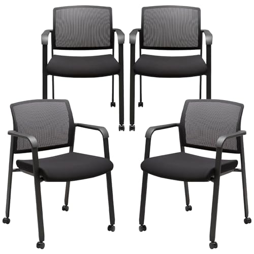 CLATINA Gästearmstühle mit Netzrücken Wartezimmerstühle mit Rollen gepolstertem Stoffsitz ergonomischer Lendenstütze für Büro Empfang Schwarz 4er Set CLATINA Gästearmstühle mit Netzrücken Wartezimmerstühle mit Rollen gepolstertem Stoffsitz ergonomischer Lendenstütze für Büro Empfang Schwarz 4er Set von CLATINA