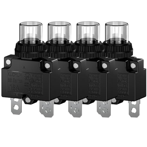 CLDIY 18-A-Leistungsschalter mit thermischem Überlastungsschutz 88 Series Manual Push Button Reset mit Schnellanschlussklemmen und wasserdichter Tastenkappe 32VDC oder 125 / 250VAC 4PCS CLDIY 18-A-Leistungsschalter mit thermischem Überlastungsschutz 88 Series Manual Push Button Reset mit Schnellanschlussklemmen und wasserdichter Tastenkappe 32VDC oder 125 / 250VAC 4PCS von CLDIY